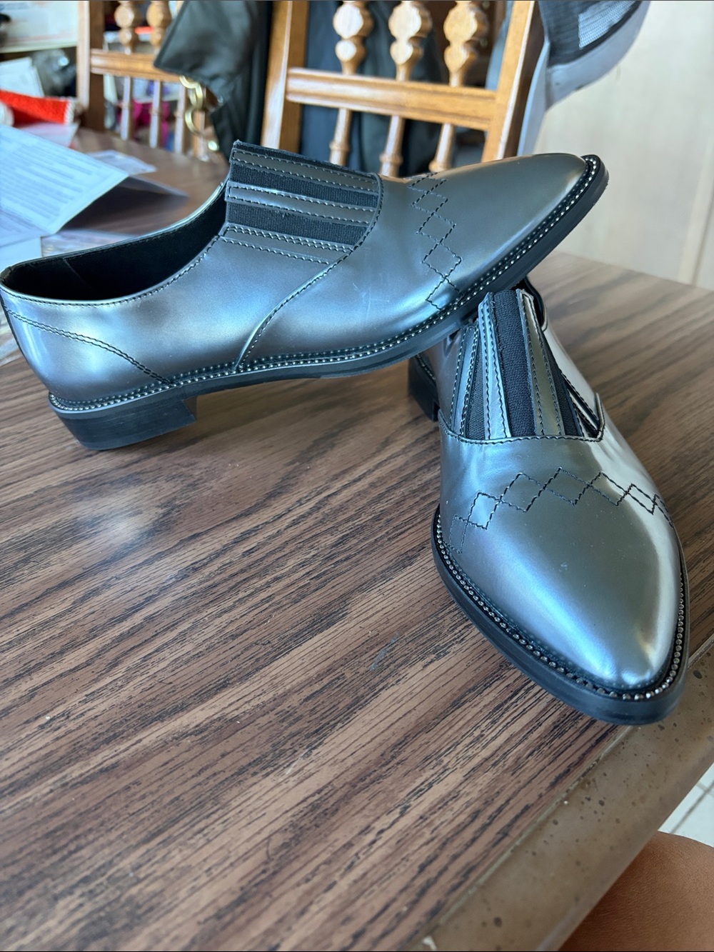 AQUATALIA Silver Metallic Loafers/Boots 8, NWOT, western style